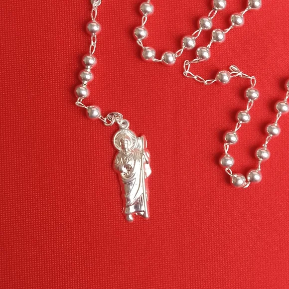 925 sterling SILVER men and women/Catholic ROSARIO necklace - Picture 3 of 16